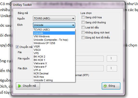 Hướng dẫn chuyển đổi font chữ bằng Unikey Toolkit