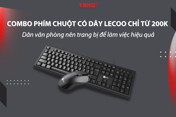 Combo phím chuột có dây Lecoo giá tốt chỉ từ 200K, dân văn phòng nên trang bị để làm việc hiệu quả