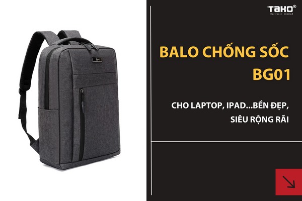 Balo chống sốc BG01 cho laptop, ipad...bền đẹp, siêu rộng rãi