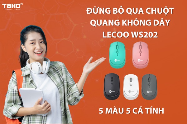 Đừng bỏ qua chuột quang không dây Lecoo WS202 - 5 màu 5 cá tính