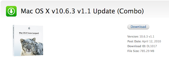 Apple âm thầm cung cấp Mac OS X 10.6.3 v1.1, Security Update 2010-003 