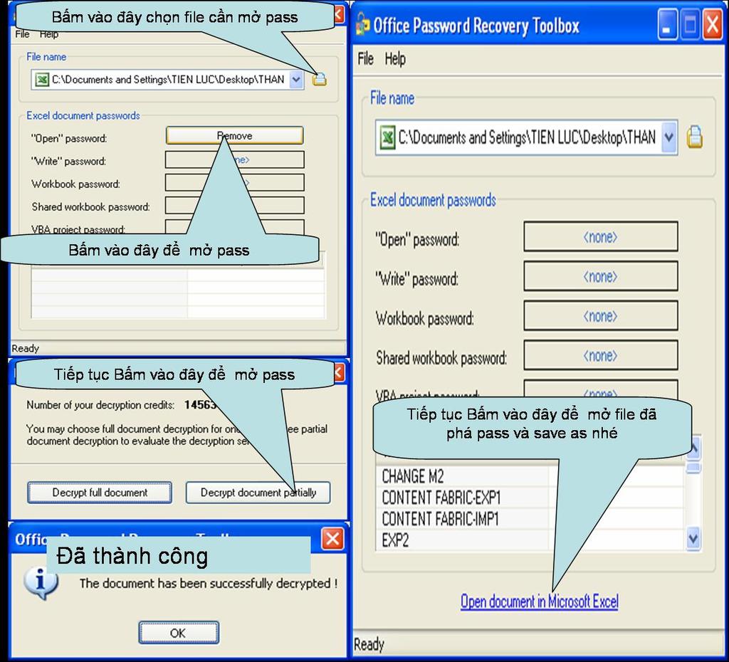 Gỡ bỏ password các file MS Office