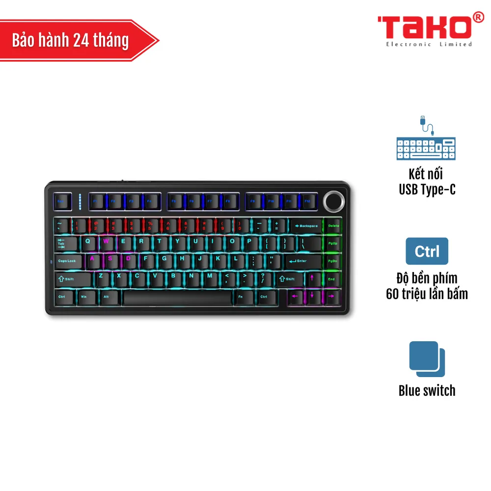 AULA F75 BÀN PHÍM CƠ GAMING CÓ DÂY (Phiên bản màu đen/ Blue switch)