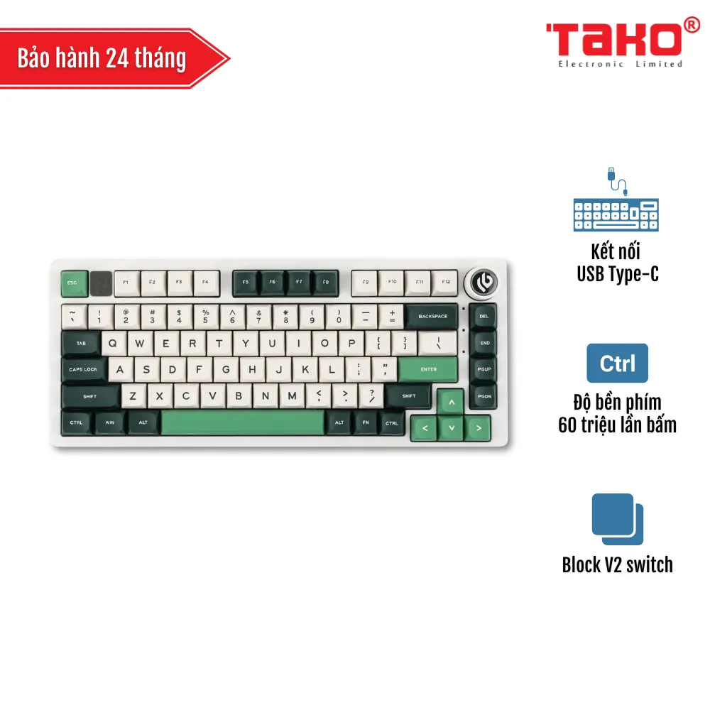 LEOBOG Hi75 BÀN PHÍM CƠ GAMING CÓ DÂY (Phiên bản Xanh lá đậm + trắng + xanh lá/ Misty green/ Block V2 switch)