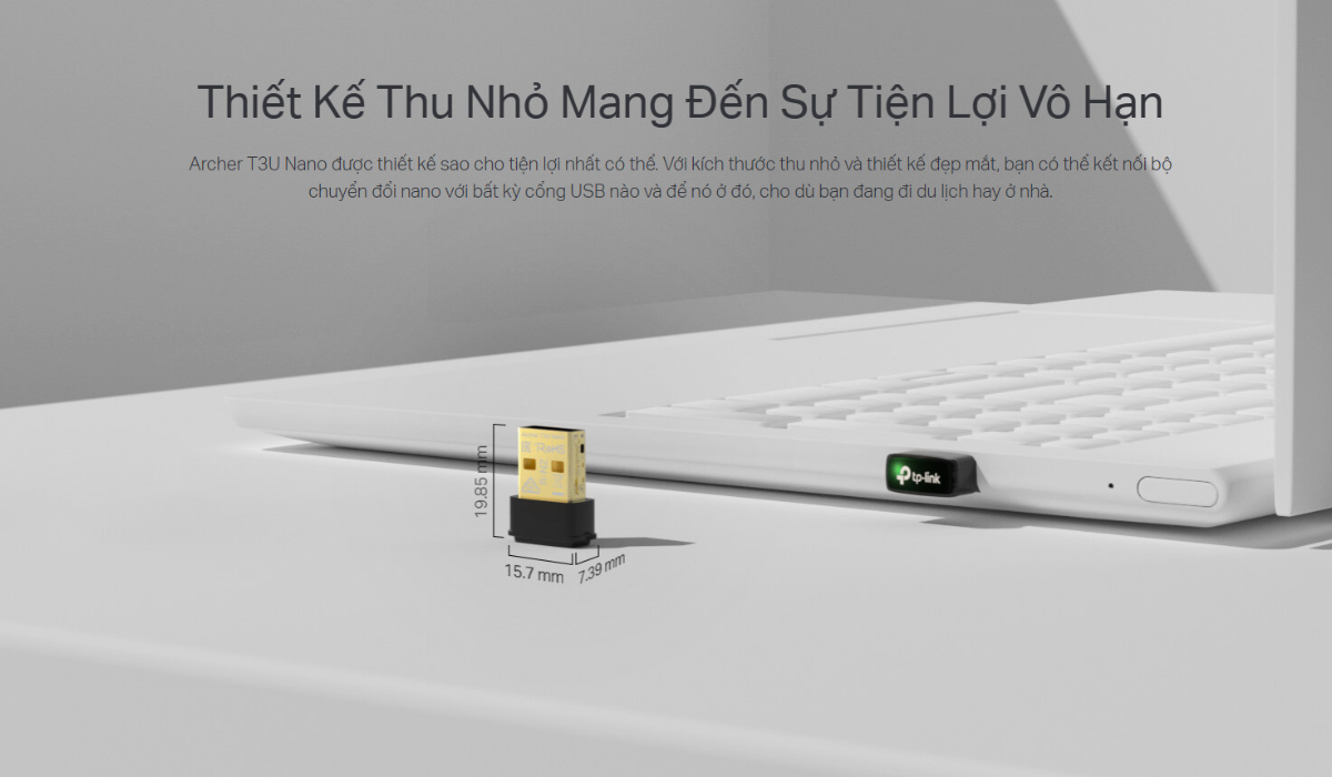 Archer T3U Nano Bộ Chuyển Đổi USB MU-MIMO Không Dây Nano AC1300